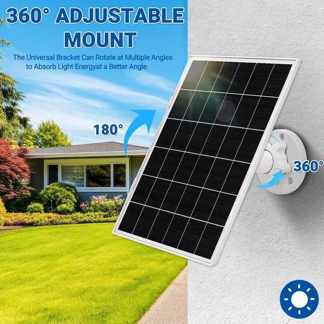 Alt view image 5 of 7 - 1 Pack 8w Solar Panel for Wyze & Arlo Essential Camera, Compatible with Most Low-Power Wireless Cameras, Solar Charger with 10ft Cable + Adjustable Mount, IP65 Waterproof