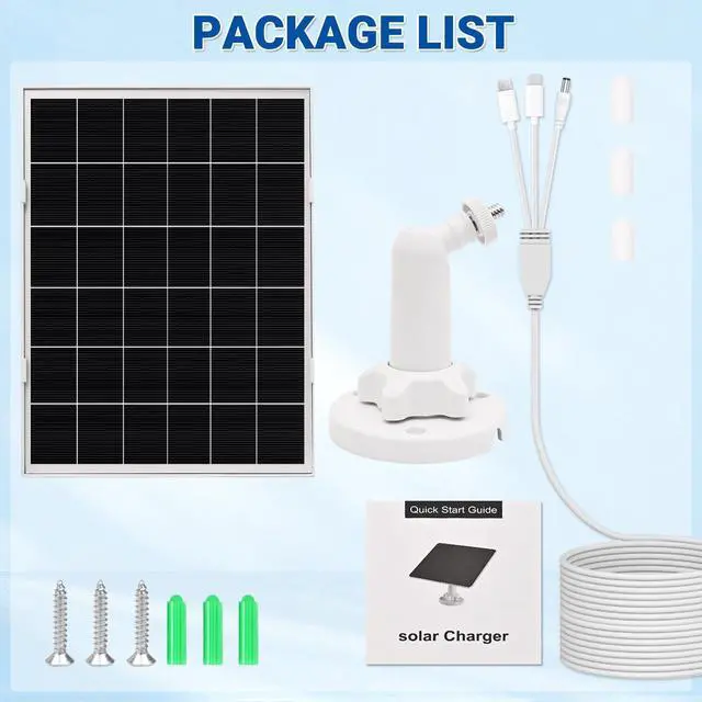 Alt view image 7 of 7 - 1 Pack 8w Solar Panel for Wyze & Arlo Essential Camera, Compatible with Most Low-Power Wireless Cameras, Solar Charger with 10ft Cable + Adjustable Mount, IP65 Waterproof