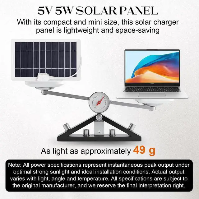Alt view image 3 of 6 - USB Solar Panel Charger, Portable Solar Panel Kit for Camera, Cell Phone Charging, Camping, Hiking, Outdoor Travel 5V 5W (White 5W 1PCS)
