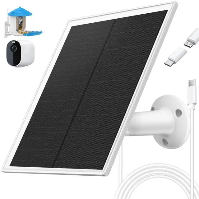 Main image of Solar Panel Charger, 6W Solar Panel with Micro USB & USB-C Port,IP66 Waterproof, for Bird Feeder Camera, Doorbell,Security Camera etc with 360°Adjustable Mounting,9.8Ft Cable