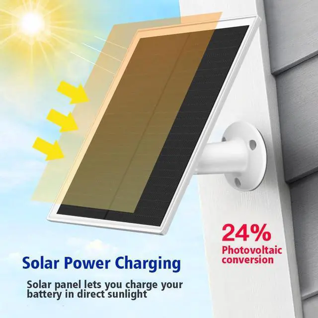 Alt view image 2 of 7 - Solar Panel Charger, 6W Solar Panel with Micro USB & USB-C Port,IP66 Waterproof, for Bird Feeder Camera, Doorbell,Security Camera etc with 360°Adjustable Mounting,9.8Ft Cable