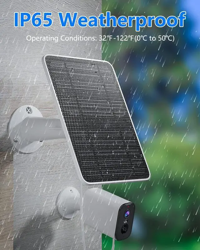 Alt view image 2 of 7 - Solar Panel for Security Camera, 5W USB Solar Panel for DC 5V Security Camera, Micro USB & USB-C Port Solar Panel, IP65 Waterproof Solar Charger for Camera,360° Adjustable Mounting 13ft Cable, 1 Pack
