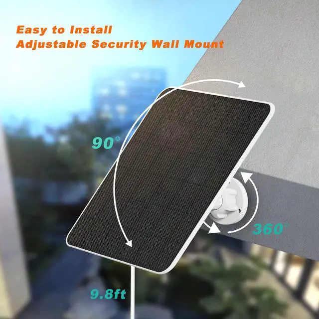 Alt view image 4 of 7 - Solar Panel for Ring Camera, 5W Solar Charger for Ring Stick Up Cam, Spotlight Cam Plus/Pro, Wyze Battery Cam Pro, Includes Barrel Plug and USB-C Adapter, IP65 Waterproof, 2 Pack