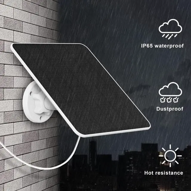 Alt view image 6 of 7 - Solar Panel for Ring Camera, 5W Solar Charger for Ring Stick Up Cam, Spotlight Cam Plus/Pro, Wyze Battery Cam Pro, Includes Barrel Plug and USB-C Adapter, IP65 Waterproof, 2 Pack