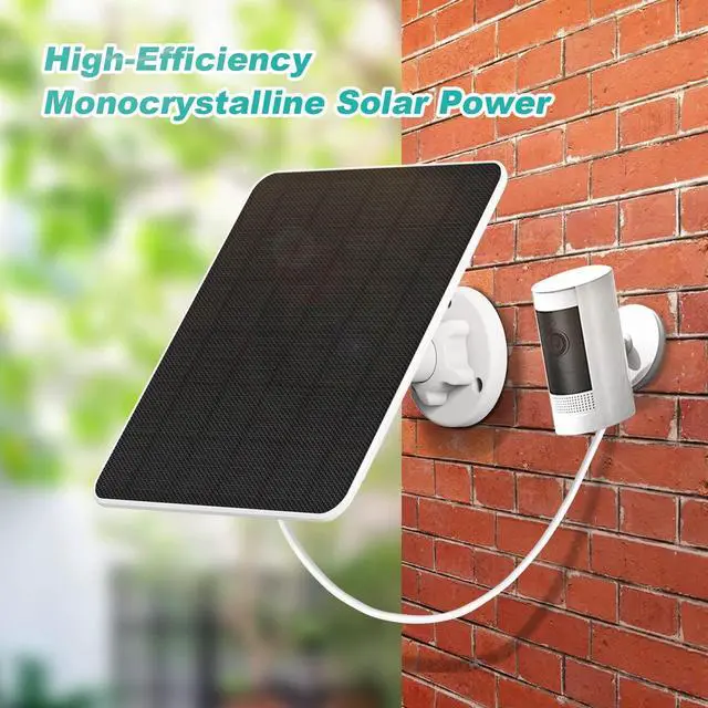 Alt view image 5 of 7 - Solar Panel for Ring Camera, 5W Solar Charger for Ring Stick Up Cam, Spotlight Cam Plus/Pro, Wyze Battery Cam Pro, Includes Barrel Plug and USB-C Adapter, IP65 Waterproof, 2 Pack