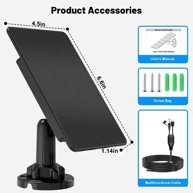 Alt view image 7 of 7 - Trail Camera Solar Panel, Built-in 5000mAh Rechargeable Battery Solar Panel for Trail Camera- Type C/5V DC/6V for Continuous Charging of Hunting Cameras, IP66 Waterproof Solar Charger for Outdoor Use