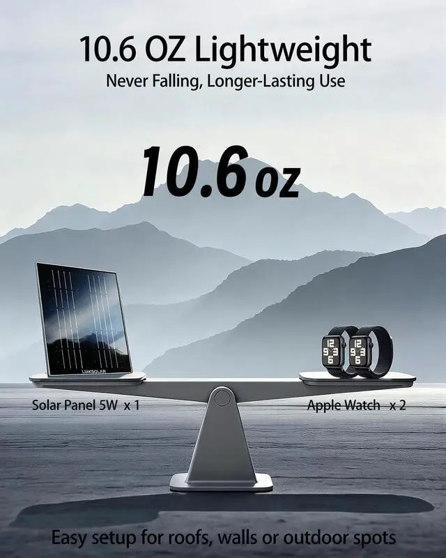 Alt view image 4 of 7 - Solar Panel for Security Camera Outdoor, 5W Solar Charger with Micro USB, DC & USB-C Port for Outdoor Rechargeable Battery Camera, IP65 Waterproof, 9.8ft Cable, 360°Adjustable Bracket