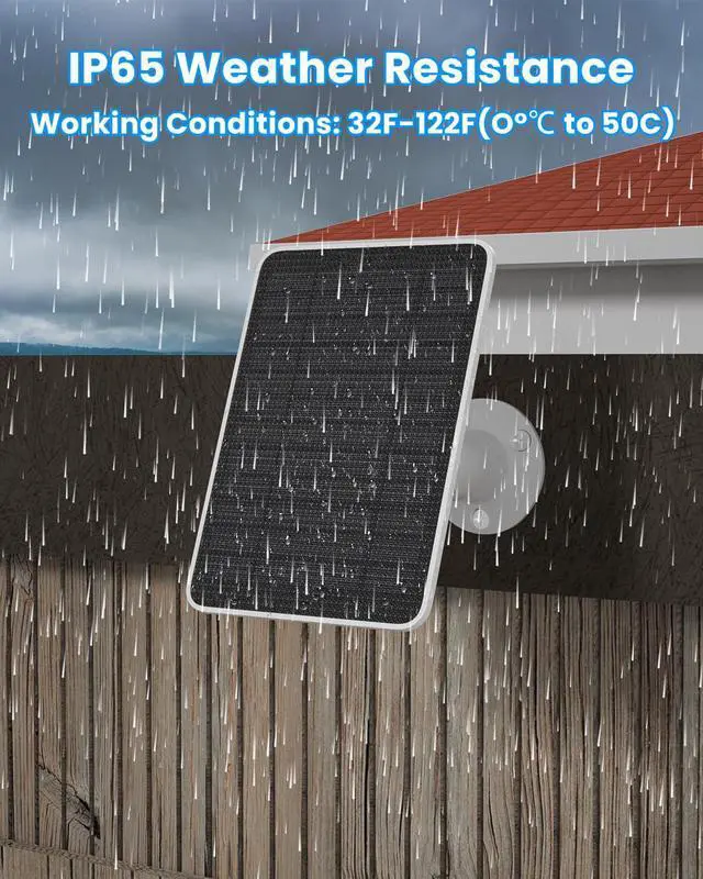 Alt view image 3 of 5 - Solar Panel Charger Compatible with Arlo Essential 2K Outdoor(2nd Gen)/Essential XL Camera(2nd Gen)/Essential Spotlight, 5W Solar Panel with IP65 Waterproof 10ft Micro USB-C Cable & Wall Mount, 1 Pack