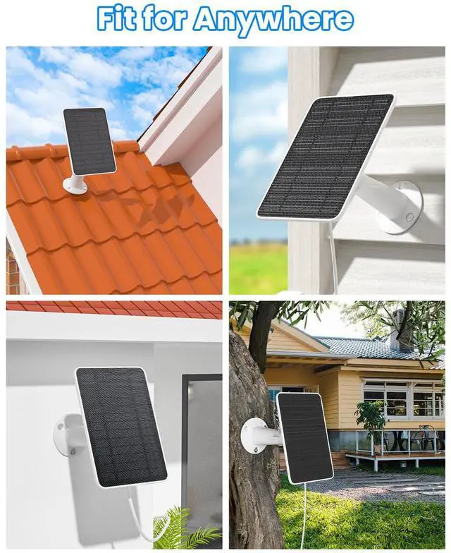 Alt view image 5 of 5 - Solar Panel Charger Compatible with Arlo Essential 2K Outdoor(2nd Gen)/Essential XL Camera(2nd Gen)/Essential Spotlight, 5W Solar Panel with IP65 Waterproof 10ft Micro USB-C Cable & Wall Mount, 1 Pack