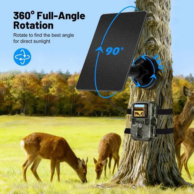 Alt view image 5 of 7 - Trail Camera Solar Panel, Built-in 5000mAh Rechargeable Battery Solar Panel for Trail Camera- Type C/5V DC/6V for Continuous Charging of Hunting Cameras, IP66 Waterproof Solar Charger for Outdoor Use