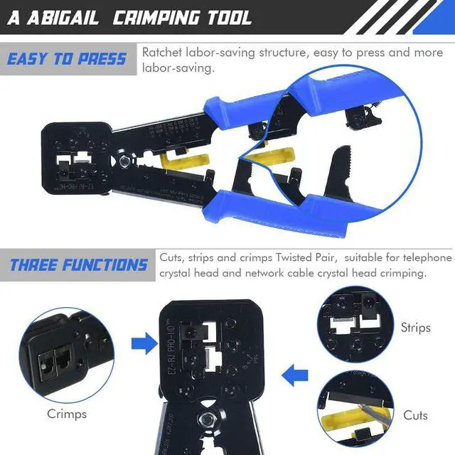 Alt view image 4 of 6 - EZ RJ45 Professional Crimper Tool Pass Through Cat5 Cat5e Cat6 Crimping Tool for RJ45/RJ12 Regular and End-Pass-Through connectors