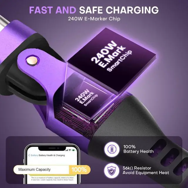 Alt view image 3 of 7 - Magnetic USB Adapter Type C to C with 10cm Short Cable 16PIN Anti-Arc Stable PD 240W Fast Charging USB-C 180° Rotation Swivel Connector 480MBPS(2 Cable 6 Tips Set)