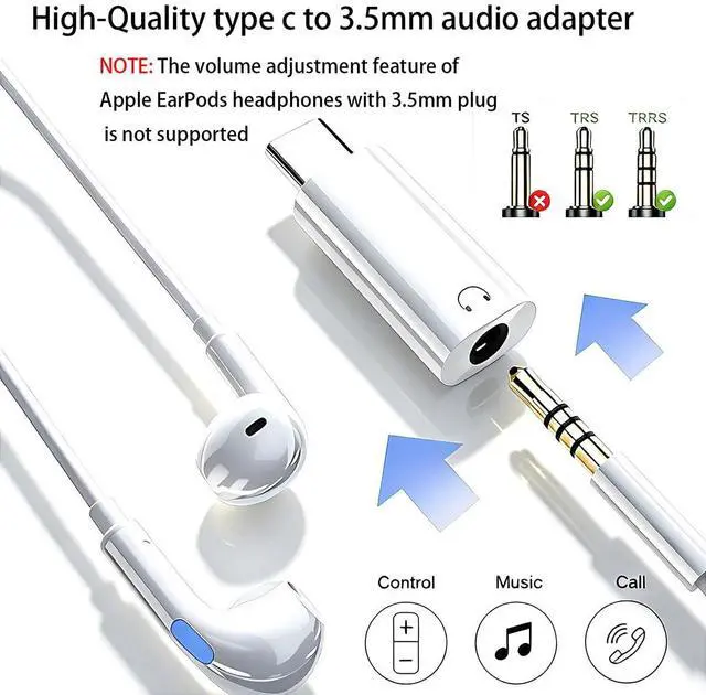 Alt view image 3 of 7 - USB C to 3.5mm Headphone Jack Adapter, Audio to USB c Adapter,Type C to Aux Audio Dongle Compatible with iPhone 16 Pro Max 15 Pro Max, Samsung Galaxy S24 S23 S22, Pixel, iPad Pro, MacBook(2 Packs)