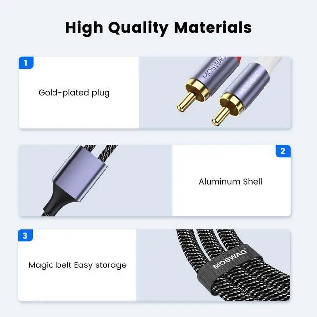 Alt view image 5 of 6 - USB C to 2 RCA Audio Cable 3.3FT, Type C to 2 Male Y RCA Splitter, ype C to 2RCA Jack Male Y Splitter Cord Adapter Compatible iPhone 1615, Home Theater Amplifier TV Speaker Hi-Fi Amplifer