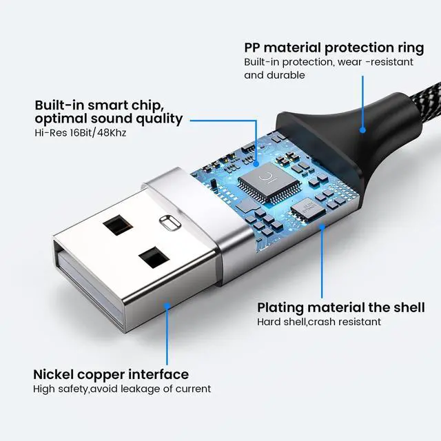 Alt view image 6 of 6 - USB to 3.5mm Jack Audio Adapter,USB to Aux Cable with TRRS 4-Pole Mic-Supported Computer Headphone Microphone AUX Adapter External Sound Card for Laptop PC PS4 PS5 (0.65Feet/20cm, White)
