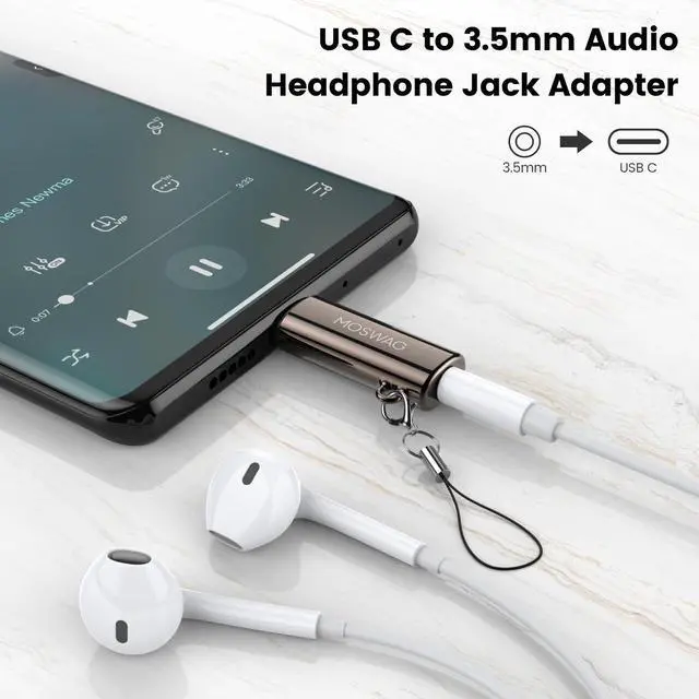 Alt view image 2 of 6 - USB C to 3.5mm Headphone Adapter Type C Headphone Adapter Aux Mic Audio Dongle Hi-Res DAC Chip Compatible with Samsung Galaxy S23 S22 Pixel 7/6 iPad Pro/Air/Mini
