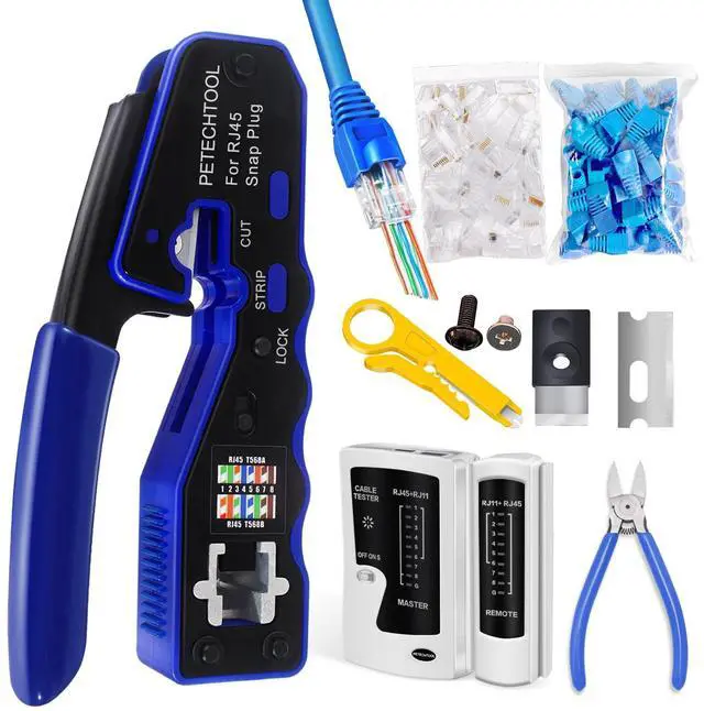 Main image of RJ45 Crimp Tool Pass Through Ethernet Crimper for Cat6 Cat5e Cat6a Connectors Cat6 Crimping Tool Kit