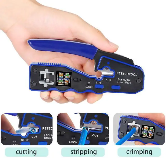 Alt view image 2 of 6 - RJ45 Crimp Tool Pass Through Ethernet Crimper for Cat6 Cat5e Cat6a Connectors Cat6 Crimping Tool Kit