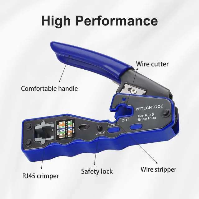 Alt view image 4 of 6 - RJ45 Crimp Tool Pass Through Ethernet Crimper for Cat6 Cat5e Cat6a Connectors Cat6 Crimping Tool Kit