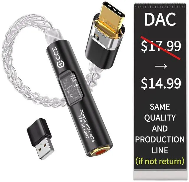 Main image of 2026 Latest USB C DAC Audio Adapter with Headphone Amplifier, USB C to 3.5mm Audio Adapter for Wired Headphones, Hi-Res Type C DAC Compatible with iPhone 15, Android, Laptop & Tablet