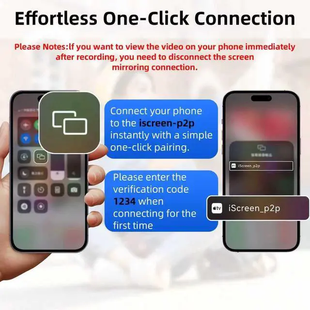 Alt view image 4 of 7 - Selfie Monitor Screen iPhone,Back Camera Selfie Monitor,1080P Display can Wirelessly Connect to Mobile Phones,Rear Camera for Selfie Vlog Live Stream,Compatible with iPhone/Android