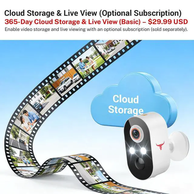 Alt view image 4 of 7 - Security Cameras Wireless Outdoor 1080P, 120° View, Battery Powered, Color Night Vision, Cloud Storage (Sold Separately), for Monitoring Visitors, Packages, Vehicles, Theft Prevention