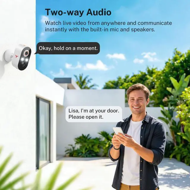 Alt view image 5 of 7 - Security Cameras Wireless Outdoor 1080P, 120° View, Battery Powered, Color Night Vision, Cloud Storage (Sold Separately), for Monitoring Visitors, Packages, Vehicles, Theft Prevention