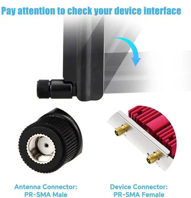 Alt view image 3 of 7 - WiFi 6/6E Tri-Band WiFi Antenna 2.4GHz/5GHz/6GHz 5dBi Omnidirectional Antenna RP-SMA Male for PC Desktop Computer PCI PCIe Router Security Camera Video Surveillance Monitor, 2 Pack