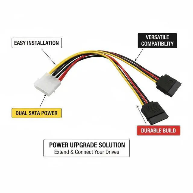 Alt view image 3 of 7 - 20" Inch 6GB/s SATA 3.0 Data Cable, Power Splitter Cable, Mounting Screws Set, SSD HDD/Hard Drive Connection Kit