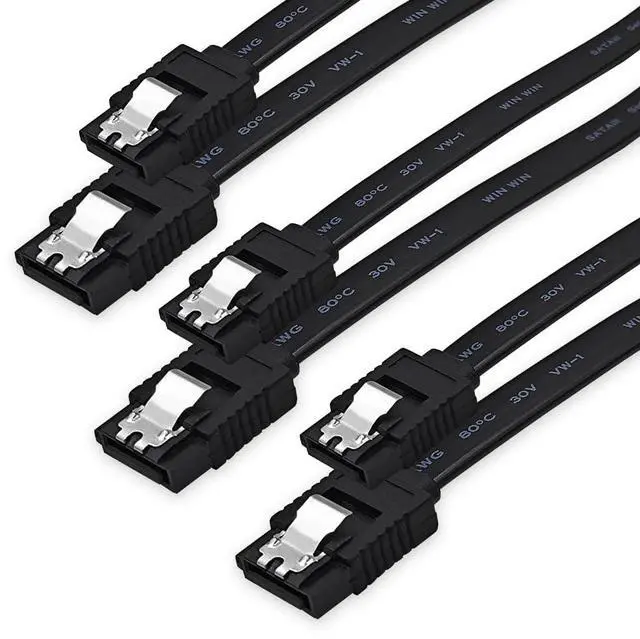 Main image of 3-Pack 18 Inch SATA Cable, SATA III Cable 6Gbps Straight 180-180 Degree for SATA HDD, SSD, CD Driver, CD Writer, Black