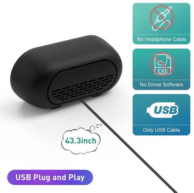 Alt view image 2 of 6 - USB Computer Speaker PC Speakers for Desktop Computer, Small Laptop Speaker with Hi-Quality Sound, Loud Volume,Compact Size,Plug and Play