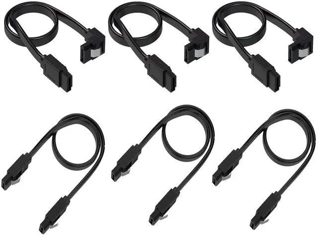 Main image of SATA Cable III,6 Packs SATA Cable III 6Gbps Straight HDD SDD Data Cable with Locking Latch 18 Inch Compatible for SATA HDD (6)