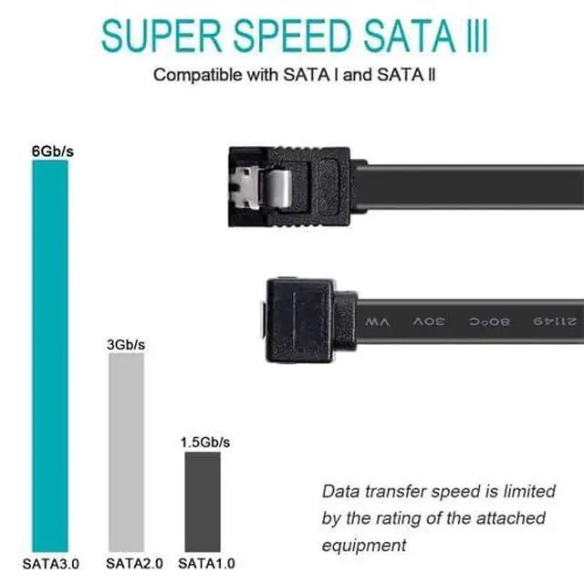Alt view image 3 of 6 - SATA Cable III,6 Packs SATA Cable III 6Gbps Straight HDD SDD Data Cable with Locking Latch 18 Inch Compatible for SATA HDD (6)