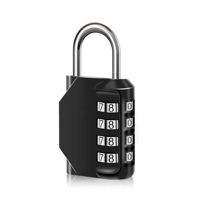 Main image of Combination Lock, 4-Digit Waterproof Padlocks with Combination Code, Zinc Alloy Outdoor Lock for Door, Gym, Tool Boxes, Schools, Fences, Cabinet & Storage-Dark Black