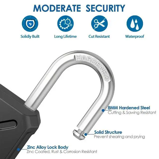 Alt view image 3 of 7 - Heavy Duty Combination Padlock 4-Digit, Large Outdoor Metal Lock, One-Touch Unlocking Weatherproof Alloy Locks, High Security Padlocks for Gym, School, Locker, Fence, Gate, Hasp, Case-Black