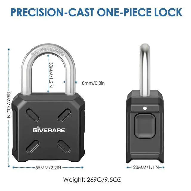Alt view image 2 of 7 - Heavy Duty Combination Padlock 4-Digit, Large Outdoor Metal Lock, One-Touch Unlocking Weatherproof Alloy Locks, High Security Padlocks for Gym, School, Locker, Fence, Gate, Hasp, Case-Black