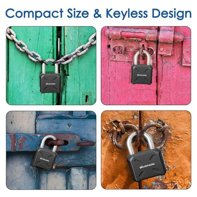 Alt view image 7 of 7 - Heavy Duty Combination Padlock 4-Digit, Large Outdoor Metal Lock, One-Touch Unlocking Weatherproof Alloy Locks, High Security Padlocks for Gym, School, Locker, Fence, Gate, Hasp, Case-Black