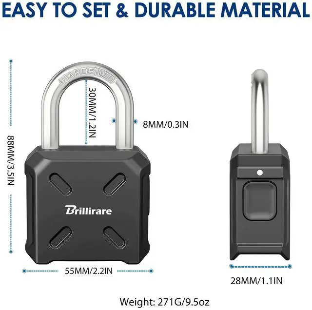 Alt view image 2 of 7 - Heavy Duty Combination Lock, 4 Digit Padlock Metal Outdoor, Weatherproof Alloy Locks One-Touch Unlocking, High Security Large Padlocks for Sheds, Fence, Gate Hasps, Storage Unit-Black