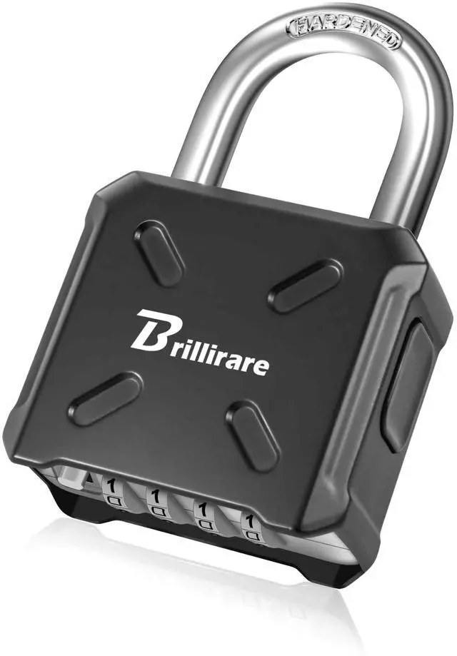 Main image of Heavy Duty Combination Lock, 4 Digit Padlock Metal Outdoor, Weatherproof Alloy Locks One-Touch Unlocking, High Security Large Padlocks for Sheds, Fence, Gate Hasps, Storage Unit-Black