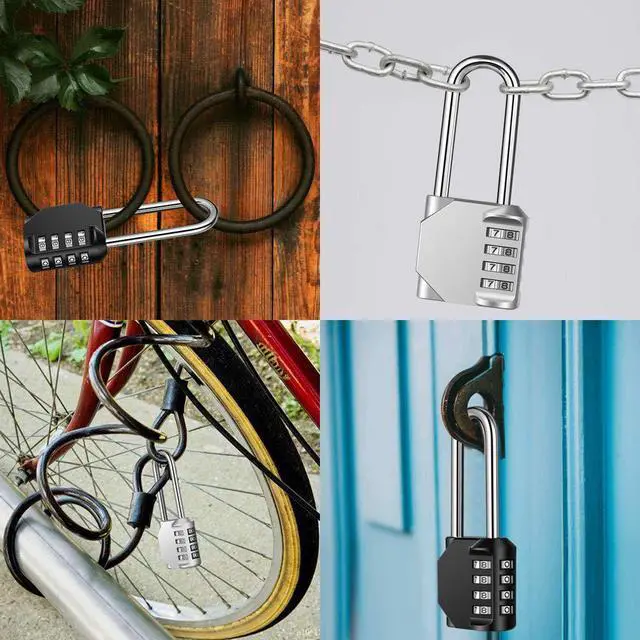 Alt view image 6 of 7 - 2 Pack disecu 2.6 Inch Long Shackle Combination Lock, 4 Digit Outdoor Waterproof Padlock for School Gym Locker, Sports Locker, Storage Unit, Gate, Fence, Toolbox, Cabinet (Black)