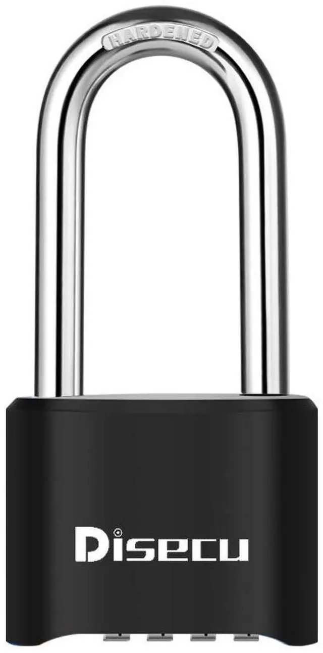 Main image of 1 Pack disecu Heavy Duty 4 Digit Combination Lock, 2.5 Inch Long Shackle Outdoor Waterproof Padlock for School Gym Locker, Storage Unit, Fence, Gate, Toolbox (Black)