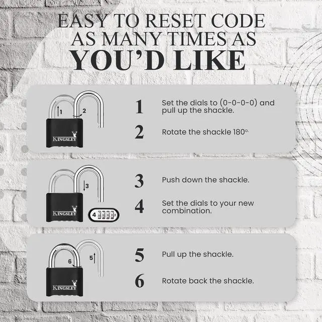 Alt view image 5 of 5 - Heavy Duty Outdoor Combination Padlock Weatherproof Resettable 4-Digit Padlock for Gates, Sheds & Fences Hardened Steel Shackle, Keyless Combo Lock (1 Pack)