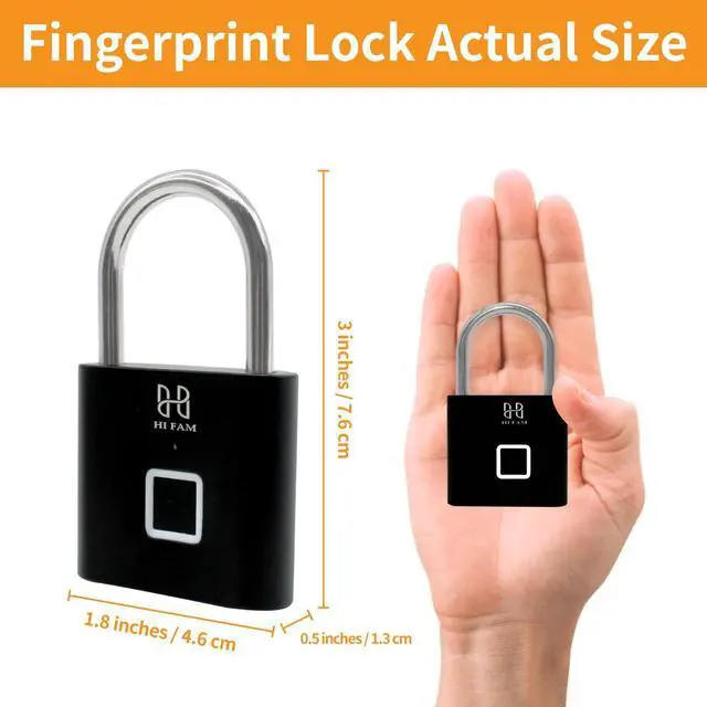 Alt view image 2 of 7 - Fingerprint Padlock, Keyless Biometric Gate Locks for Outdoor Fence Storage Gym, Smart Lock with USB Rechageable (Black)