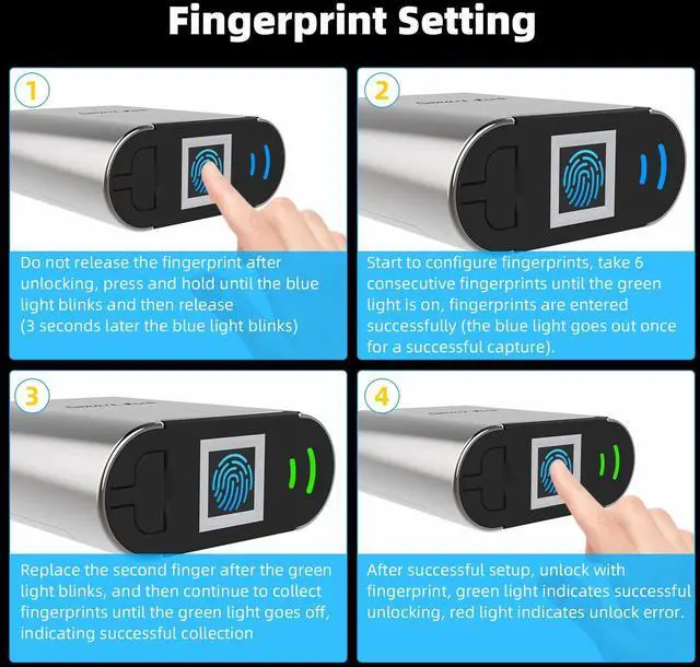 Alt view image 4 of 7 - Fingerprint Padlock, Biometric Smart Lock, IP66 Waterproof, Rechargeable Zinc Alloy Gym Lock for Athletes, Students, Swimmers & Outdoor Enthusiasts, for School Lockers, Pools & Luggage