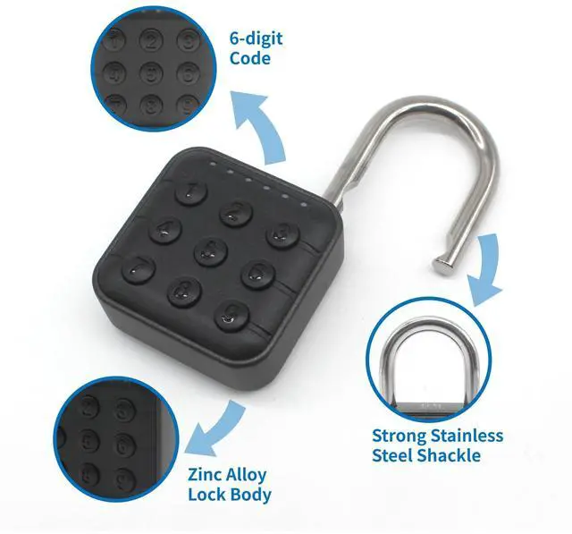 Alt view image 7 of 7 - High-Security 6 Digit Combination Padlock: IP67 Rated, Corrosion-Resistant Zinc Alloy, Anti-Corrosion, for Gym/School/Travel, Privacy Safe, Supports