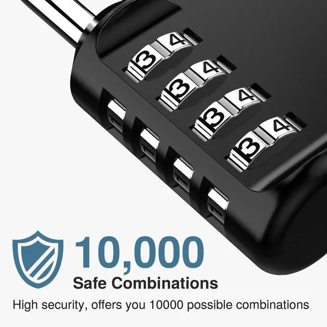 Alt view image 2 of 7 - 4 Pack Combination Lock for Locker 4 Digit Outdoor Waterproof Padlock for School, Gym, Sports, Fence, Toolbox, Gate, Case, Outdoor, Hasp Storage, Cabinets (Black)