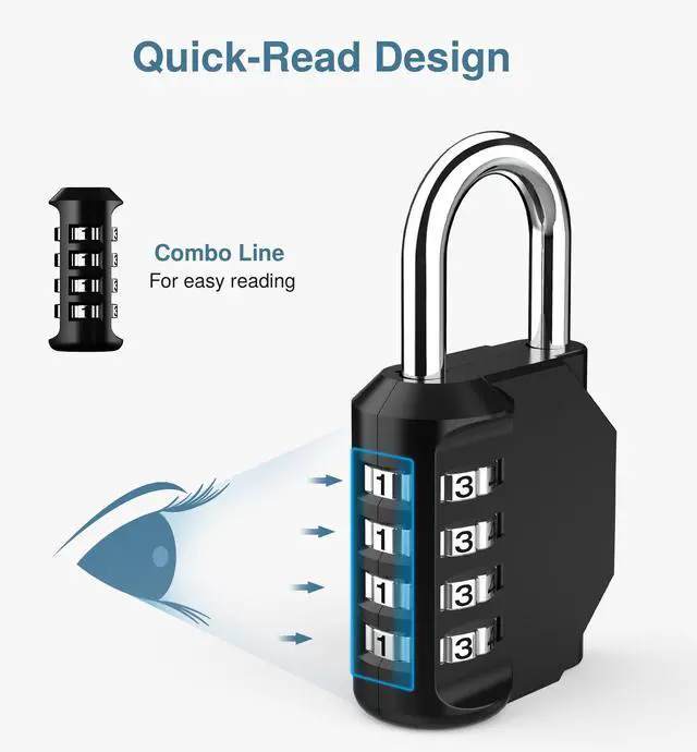 Alt view image 3 of 7 - 4 Pack Combination Lock for Locker 4 Digit Outdoor Waterproof Padlock for School, Gym, Sports, Fence, Toolbox, Gate, Case, Outdoor, Hasp Storage, Cabinets (Black)
