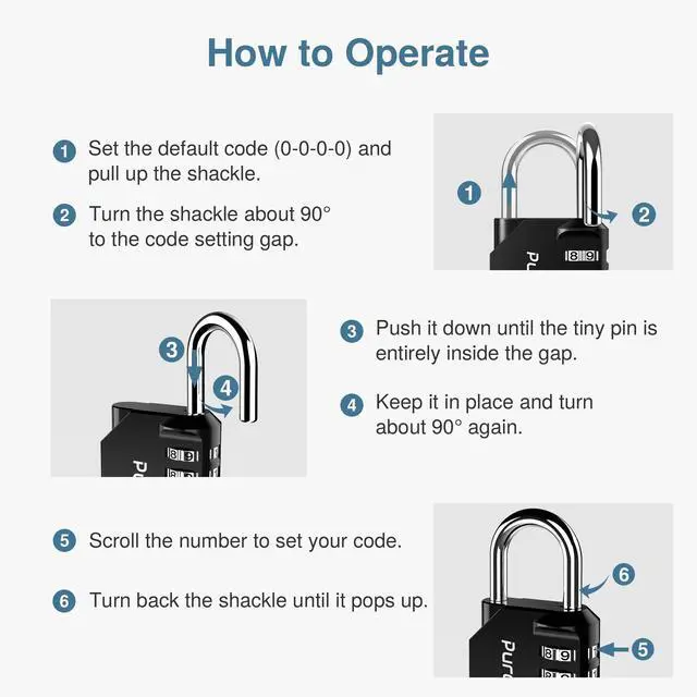 Alt view image 7 of 7 - 4 Pack Combination Lock for Locker 4 Digit Outdoor Waterproof Padlock for School, Gym, Sports, Fence, Toolbox, Gate, Case, Outdoor, Hasp Storage, Cabinets (Black)