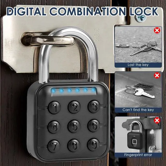 Alt view image 3 of 7 - Smart Combination Lock for Locker 6 Digit Password Digital Padlock with Tuya APP Contrl, Bluetooth Aluminum Alloy Code Combo Lock for Gym Push Button Security Padlock Waterproof Outdoor Gate Lock