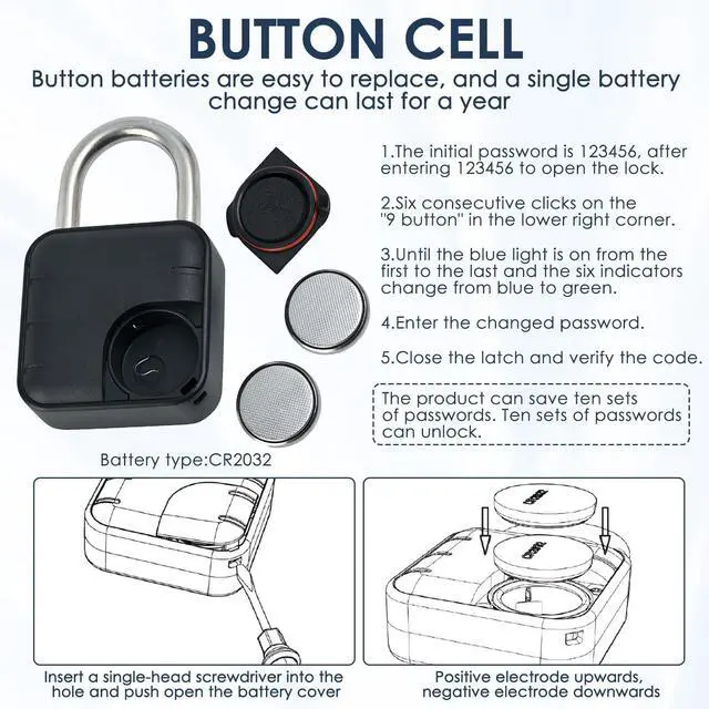 Alt view image 7 of 7 - Smart Combination Lock for Locker 6 Digit Password Digital Padlock with Tuya APP Contrl, Bluetooth Aluminum Alloy Code Combo Lock for Gym Push Button Security Padlock Waterproof Outdoor Gate Lock